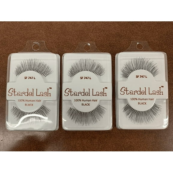 Stardel Lash 100% Human Hair Eyelashes Black - SF 747L (pack of 3)