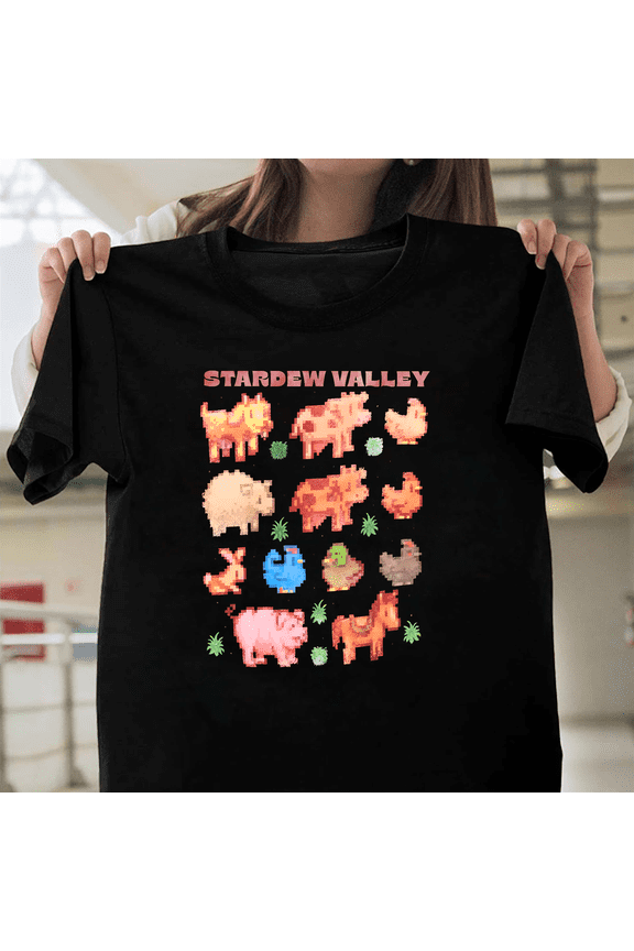 Stardew Valley Animal Grid Cute Characters Farming Sim Video Game Art V41149 Unisex T-Shirt, Size Up to 5XL