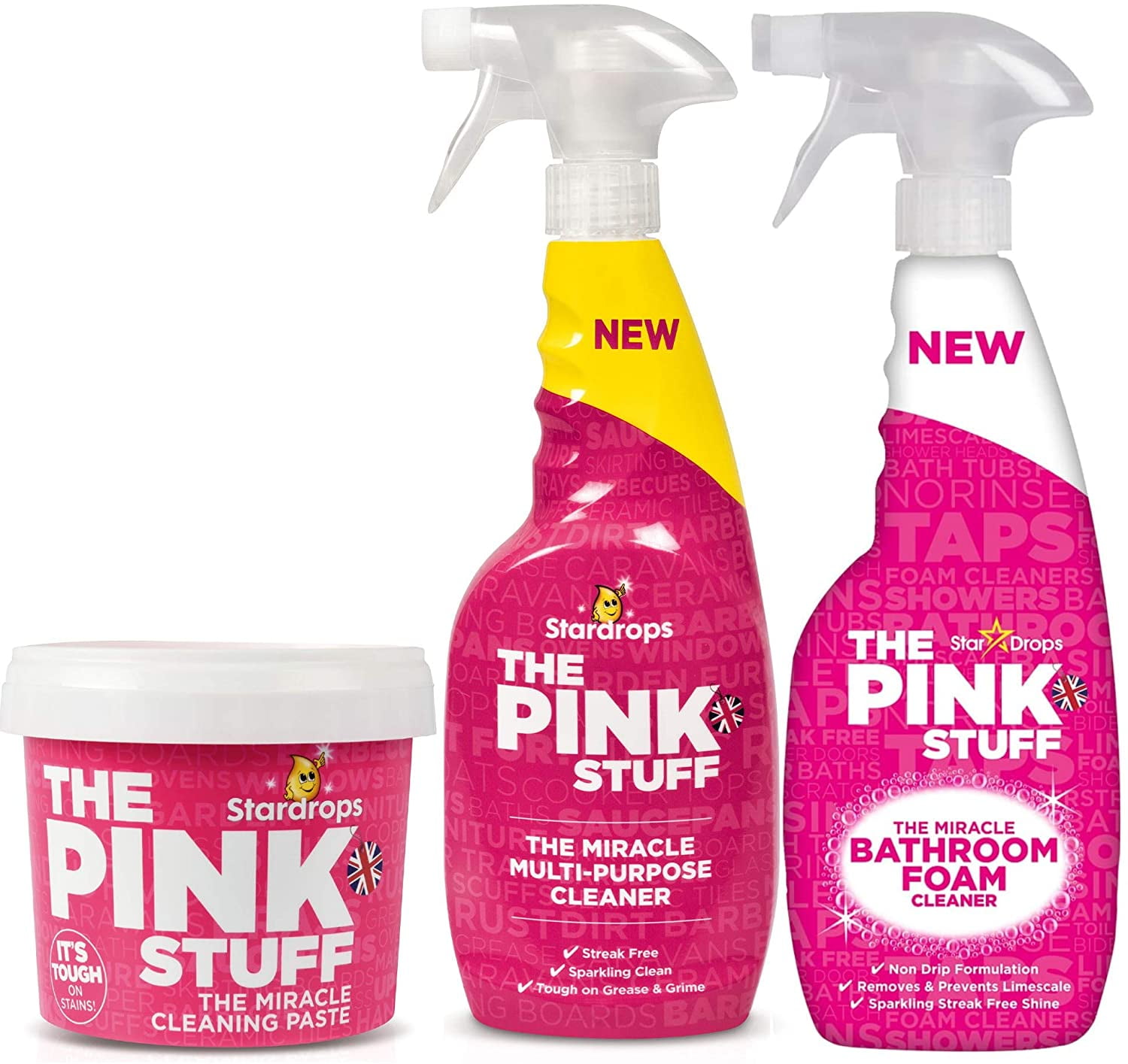 Stardrops - The Pink Stuff - The Miracle Cleaning Paste, Multi-Purpose  Spray, And Bathroom Foam 3-Pack Bundle