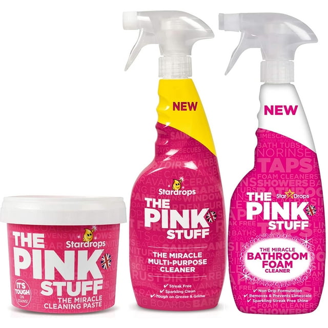 Stardrops - The Pink Stuff - The Miracle Cleaning Paste, Multi-Purpose Spray, And Bathroom Foam 3-Pack Bundle (1 Cleaning Paste, 1 Multi-Purpose Spray, 1 Bathroom Foam)