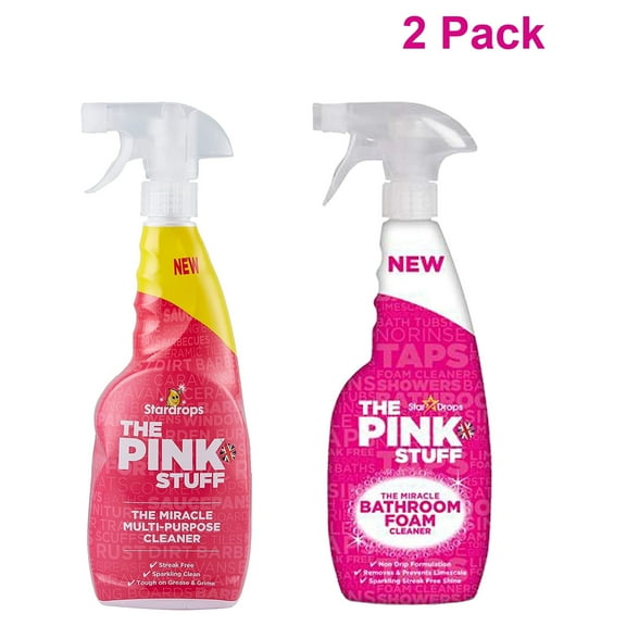 Stardrops - The Pink Stuff - The Multi-Purpose Spray, And Bathroom Foam 2-Pack Bundle (1 Multi-Purpose Spray, 1 Bathroom Foam)