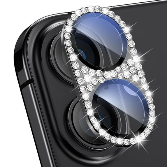 Stardust Diamond Tempered Glass Camera Lens Protector for iPhone 16 Plus - Black