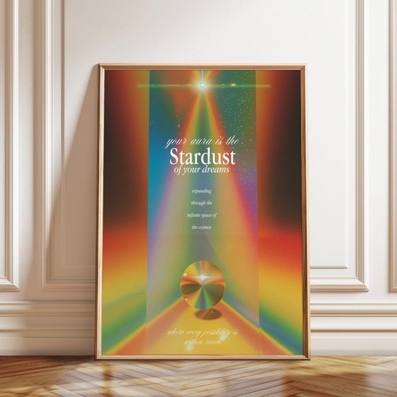 Stardust Dreams Rainbow Spectrum Cosmic Energy Artwork, Stretched Canvas 8x10in