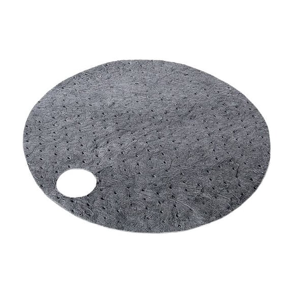 Sorbent Pad, 9.4 gal, 22 in Dia., Universal, Gray, Renewable Natural Fibers