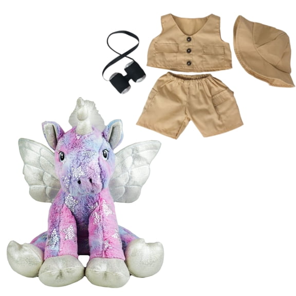 Stardust the Unicorn with Boy Safari Outfit - 16 inch Adorable Adventure Attire Stuffed Animal, Gift for Kids