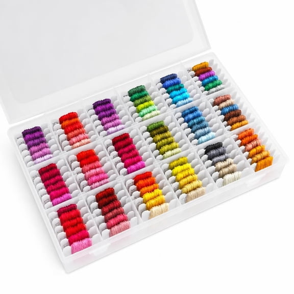 Starfa Lab 100-Color Embroidery Floss Kit – Premium Cotton Threads with DMC Color Coding, Cross Stitch & Friendship Bracelet Supplies in Organizer Box