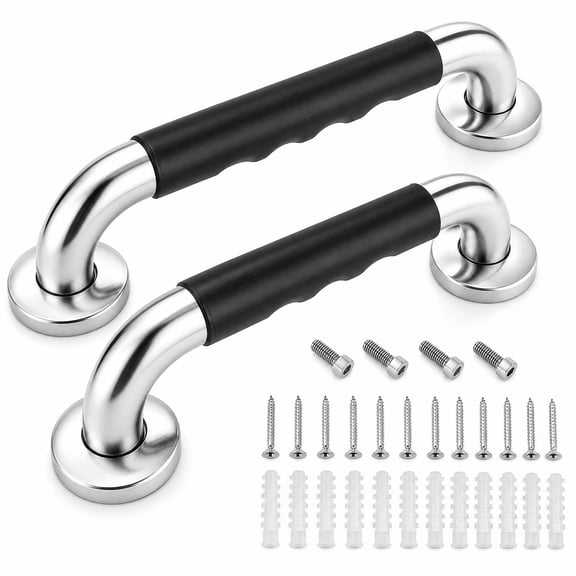 Starfa Lab 2 Pack Shower Grab Bar 16in & 12in, Anti-Slip SUS304 Stainless Steel Bathroom Safety Handrail, Wall Mount Support Handle for Elderly & Handicap
