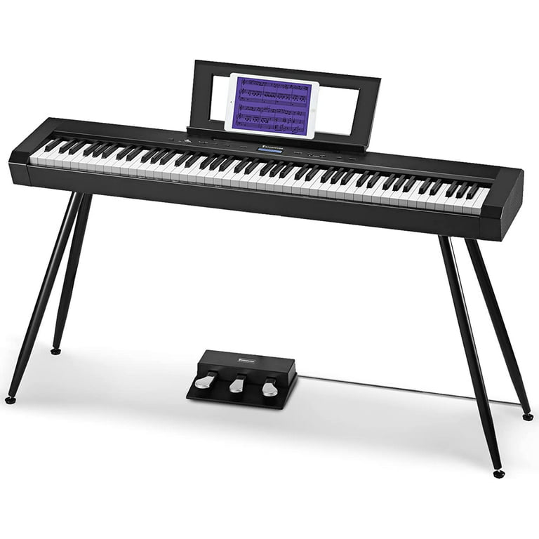 Yamaha P-45 Compact 88-Key Portable Digital Piano + Keyboard Stand +  Keyboard Bench + Keyboard Pedal + Studio Monitor Headphones