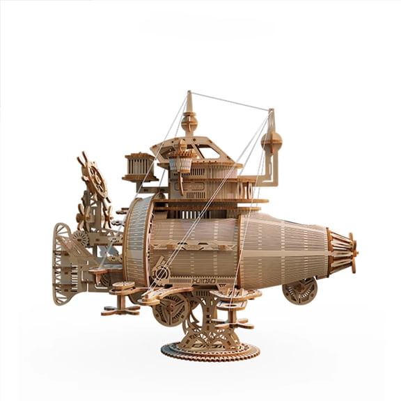 Starfield Speed 3D Wooden Puzzle Kit, Steampunk Airship DIY Model Gift for Adults & Teens