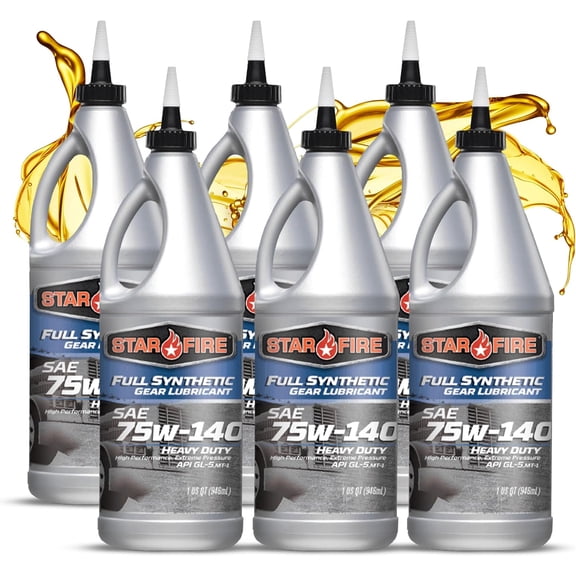 Starfire Full Synthetic 75W-140 Gear Oil, 1-quart Bottles, 6 Pack