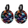 thumbnail image 1 of Starfish 2pcs PU Leather Round Bag Tags Suitcase Handbag Tags with Privacy Cover and Name ID Tag for Travel Luggage, Handbags, Backpacks, School Bags, 1 of 6