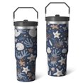 thumbnail image 1 of Starfish 30 Oz Tumbler with Flip Straw Insulated Water Bottle with Handle Coffee Travel Mug for Cafe Drinks Beverage Liquid Cocktail Ideal Gift for Husband Son Dad, 1 of 7