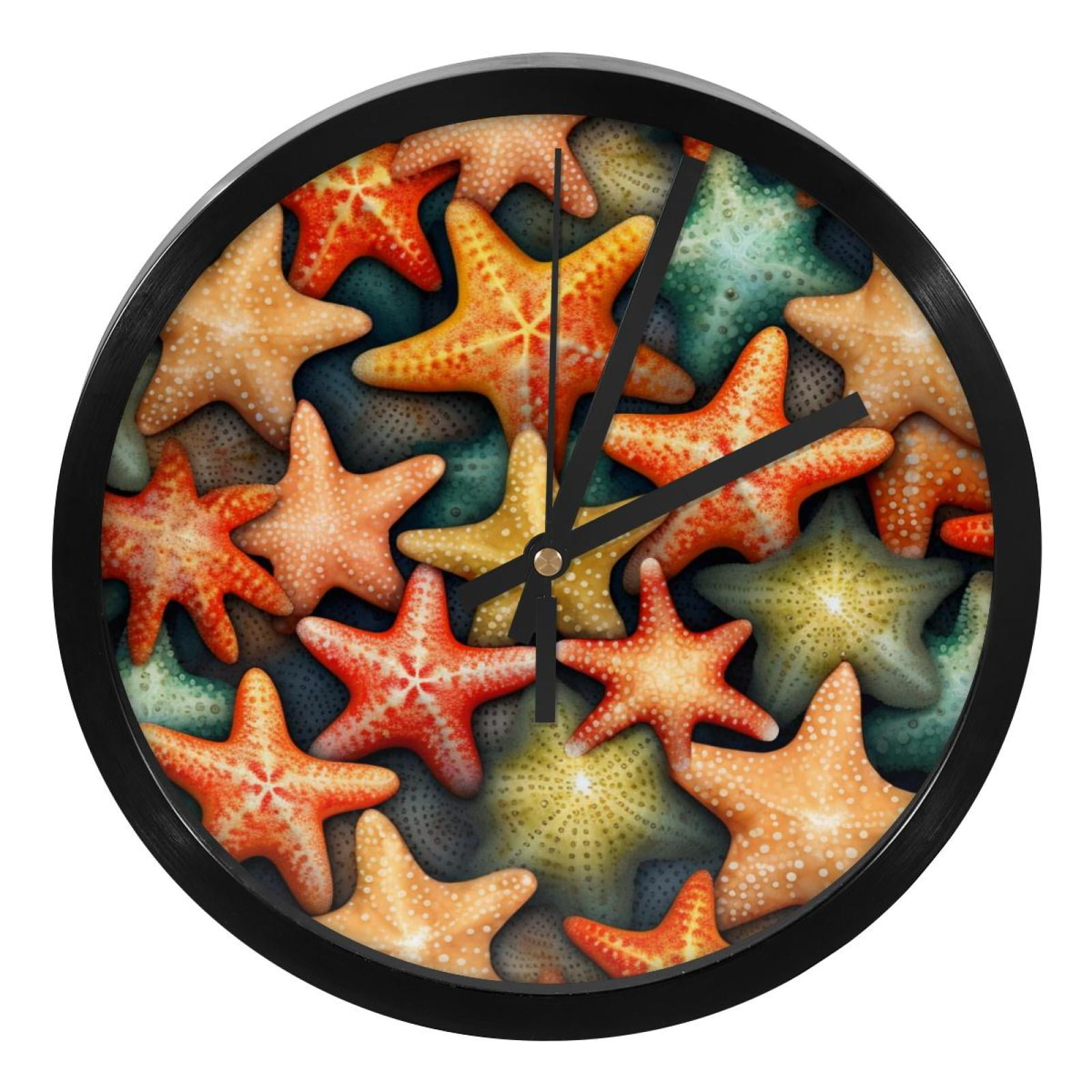 Starfish 9.8 Inch Silent Wall Clock, Round Digital Battery Operated ...