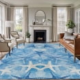 thumbnail image 1 of Starfish Area Rug 6x9 FT, Non Slip Living Room Throw Carpet, Blue White Coastal Ocean Watercolor Washable Soft Large Floor Carpet Non-Shedding Rug for Bedroom Dining Room Play Room, 1 of 9
