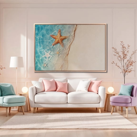 Starfish Art Poster: Beach Seascape Wall Decor, Unframed Poster Size 16x24