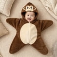 thumbnail image 1 of Starfish Baby Outfit, Animal Star Shape Flannel Romper for Baby 0-3 Months, Soft Warm Zip Jumpsuit, Cozy Sleepwear Playwear (Monkey, 70cm(0-3months)), 1 of 6