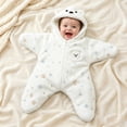 thumbnail image 1 of Starfish Baby Outfit, Winter Snowflake Polar Bear Star Shape Flannel Romper for Baby, Soft Warm Zip Suit, Cozy Holiday Sleepwear (Polar Bear 2, 70cm(0-3months)), 1 of 5