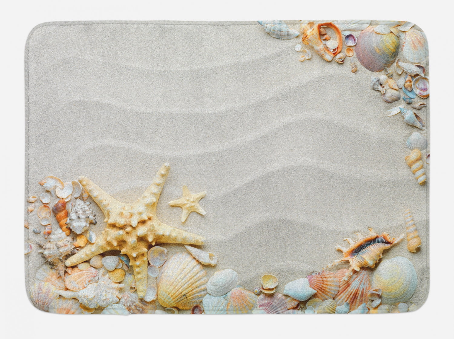 Seacoast Sand Beige Starfish and Seashells Bath Mat