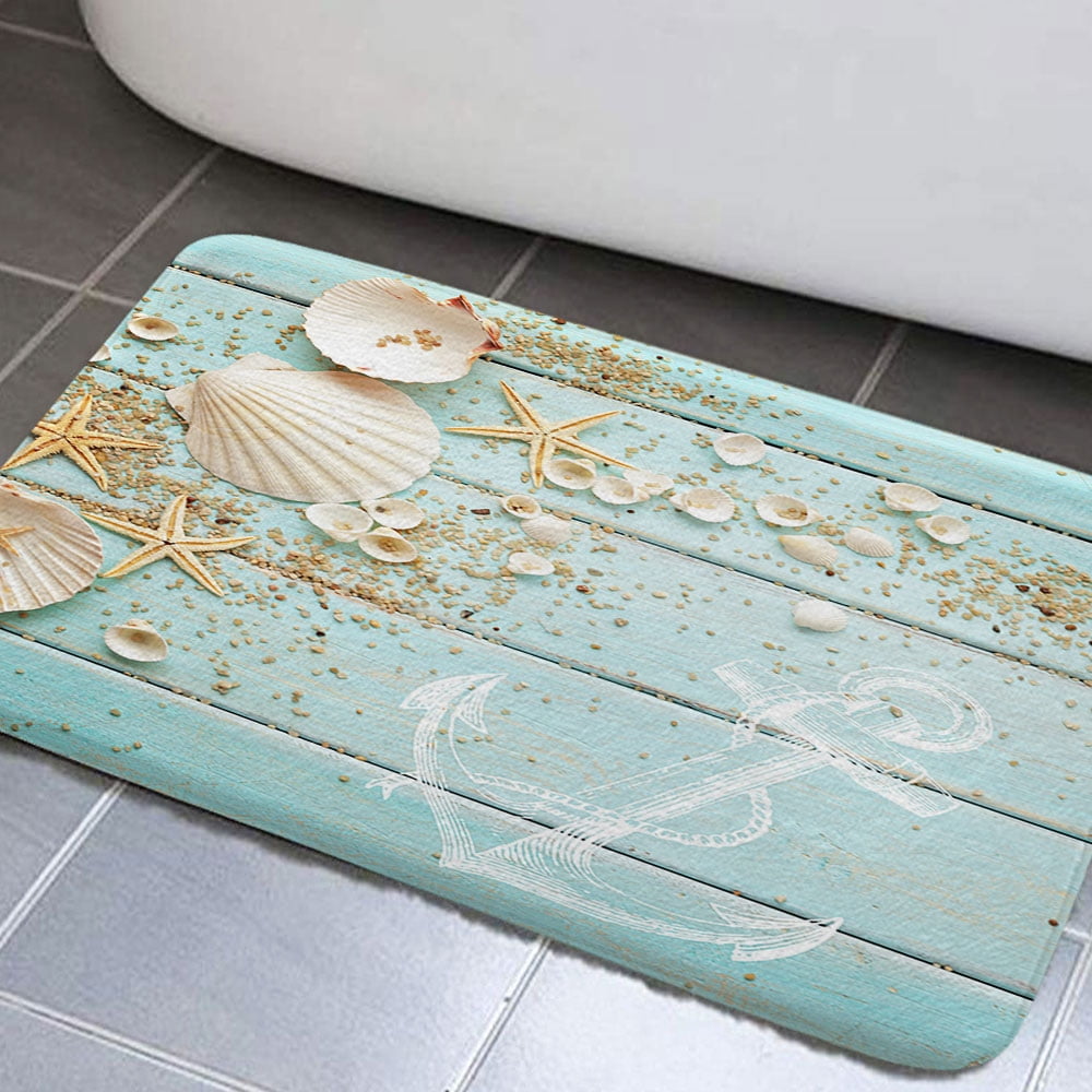 Starfish Bathroom Rugs, Ocean Beach Non-Slip Bath Rugs Seaside Costal ...