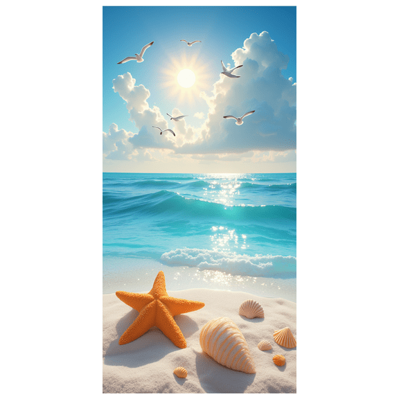 Starfish Beach Banner Shells Seaside Ocean Scene Vacation for Summer Party Coastal Decor Outdoor Beach Gathering