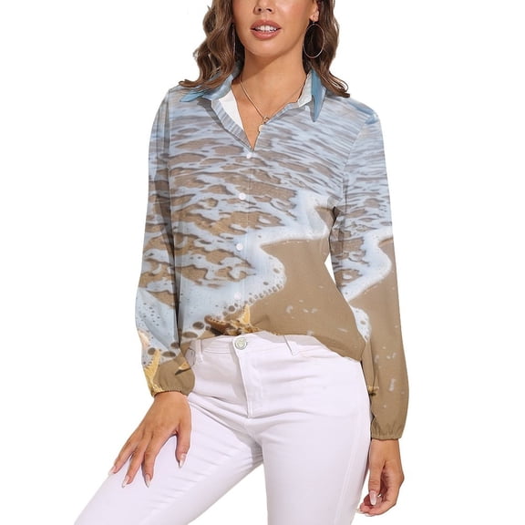 Starfish Beach Long Sleeve Blouse Woman Streetwear Casual Shirts Summer Oversize Woman Streetwear Clothing Birthday Present