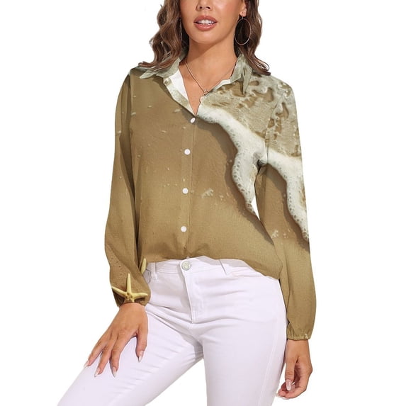 Starfish Beach Long Sleeve Blouse Woman Streetwear Casual Shirts Summer Oversize Woman Streetwear Clothing Birthday Present