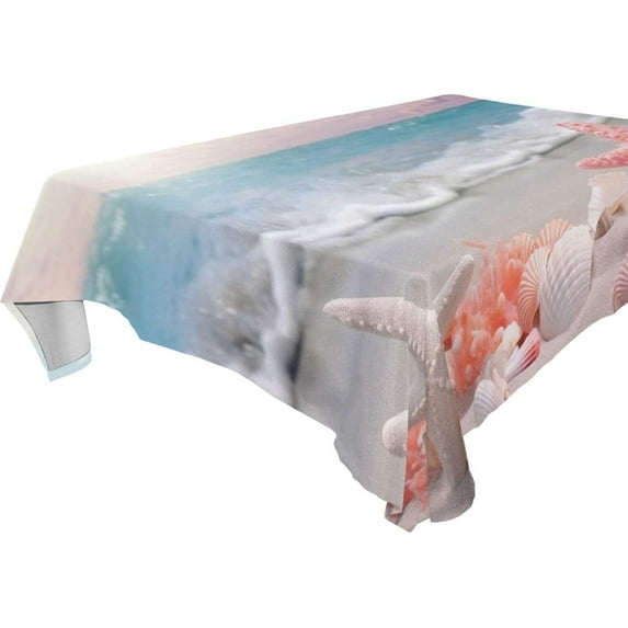 Starfish Beach Rectangle Tablecloth Waterproof Polyester Table Clothative Stain Resistant & Wrinkle Resistant Washable Table Cover for Dining Table/Party/Camping 60x108 Inch Decor Gift