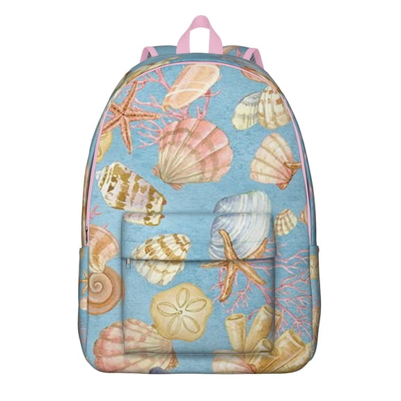 Starfish Beach Seashells Travel Backpack – Durable Oxford Material Pattern Backpack with Large Capacity, Anti-theft Features, Comfortable Carrying for Students, Travelers, and Outdoor Activities
