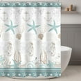 thumbnail image 1 of Starfish Beach Theme Shower Curtain 72Wx72H Inch Seashells Nautical Kids Bathroom Set Coral Coastal Sea Horse Vintage Green Retro Anchor Ocean with 12 Hooks Fabric Waterproof Accessories Decor, 1 of 5