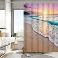 thumbnail image 1 of Starfish Beach Theme Shower Curtain Fabric Tropical Sea Waves Seashell Conch Hawaiian Seaside Scene, Ocean View Cloth Shower Curtains with Hooks for Home Hotel Decor, 1 of 6