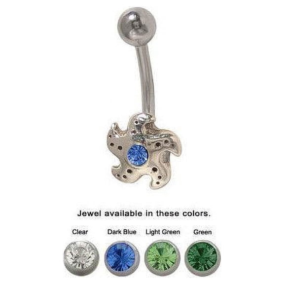 Starfish Belly Button Ring with CZ Gem