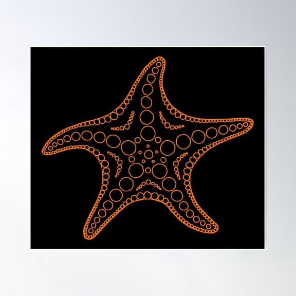Starfish (Black And Orange) Poster Wall Art, Modern Wall Decor For Living Room Bedroom, 16x24 UNFRAMED