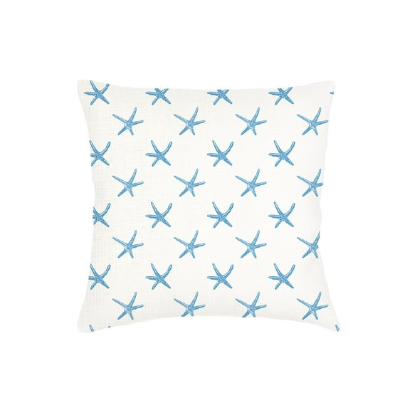 Starfish Blue Linen Pillow 20x20 20x20 / Down Alternative