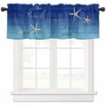 thumbnail image 1 of Starfish Blue Valances for Windows Farmhouse Kitchen Curtains Valances Rod Pocket Valance Curtains for Kitchen Windows Ocean Coastal Gradient Wood Grain Window Valances for Bathroom Bedroom 42"x18", 1 of 6