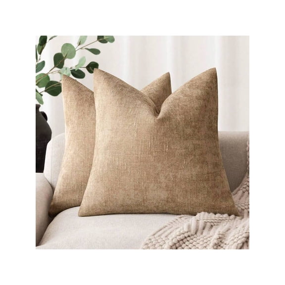 Starfish Chenille Textured Square Decorative Pillow Cover, Soft Solid Accent Cushion Sham For Sofa Living Room