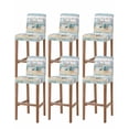 thumbnail image 1 of Starfish Coastal Bar Stool Covers Set of 6, Summer Ocean Blue Coral Conch Seagrass Stretch Washable Bar Chair Covers with Backs, Removable Pub Counter Height Chair Cover for Kitchen Dining Room Cafe, 1 of 7