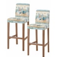 thumbnail image 1 of Starfish Coastal Blue Bar Stool Covers Set of 2, Summer Ocean Coral Conch Vintage Stretch Washable Bar Chair Covers with Backs, Removable Pub Counter Height Chair Cover for Kitchen Dining Room Cafe, 1 of 7