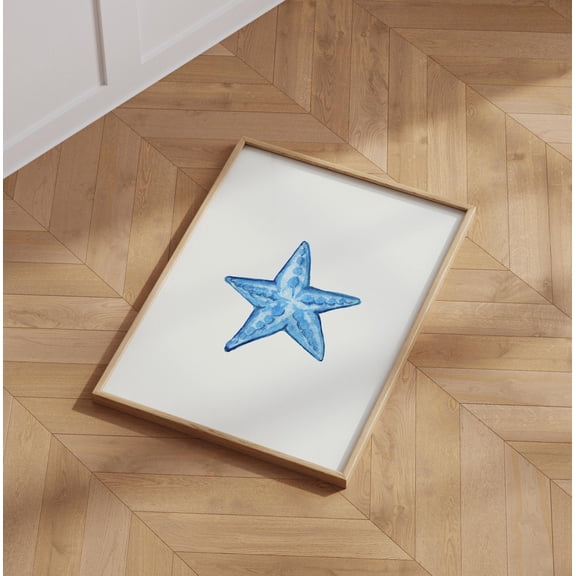 Starfish Coastal Blue Beach House Wall Decor, Unframed Paper Poster 8x10in