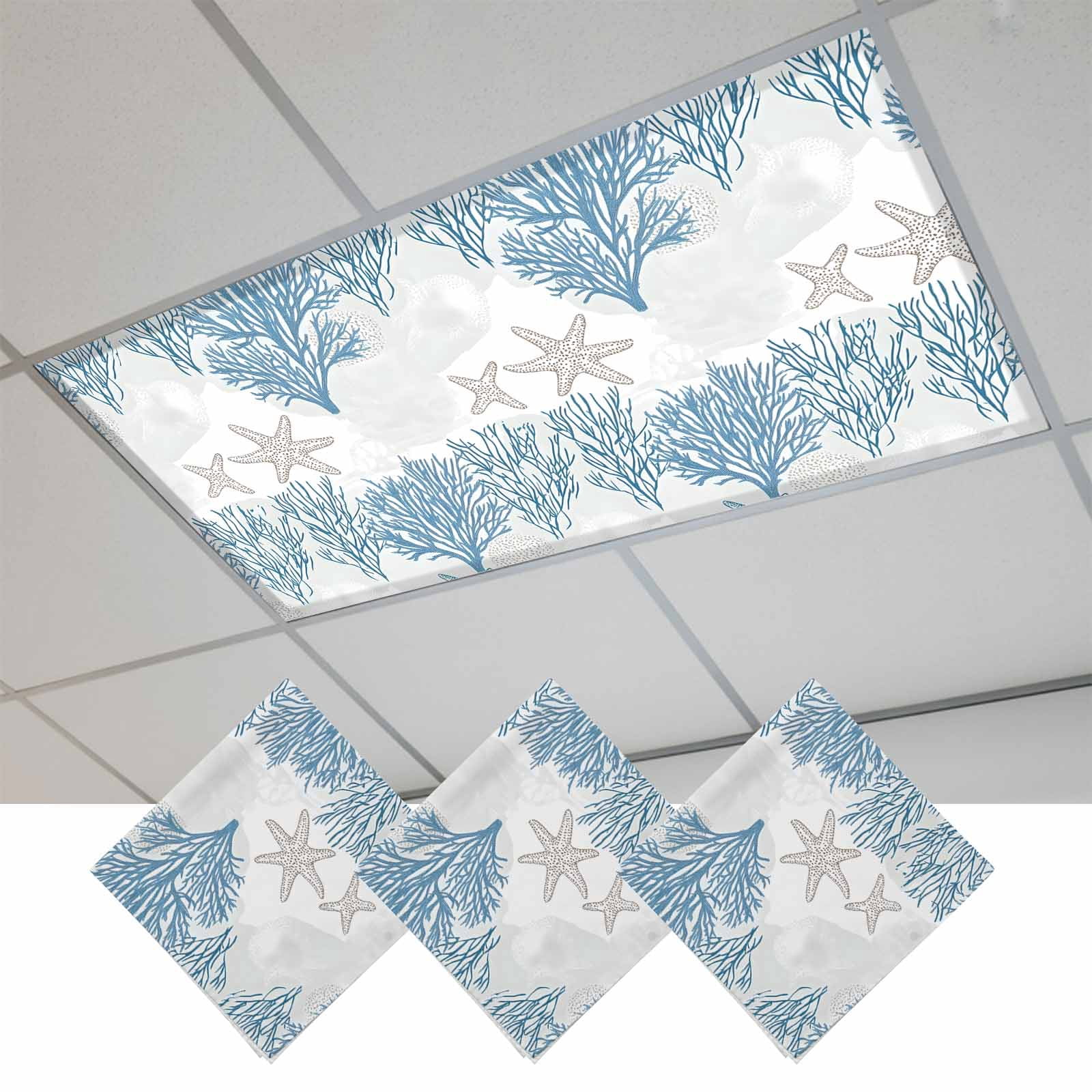 Gallery Detail: Starfish Coastal Magnetic Fluorescent Light Covers For Ceiling Lights 2