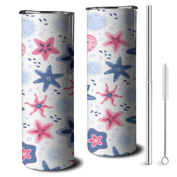 Starfish Coffee Tumbler with Lid Straw Insulated Leakproof Travel Cups Decorative 20 oz Tumbler for Spring Summer Birthday Christmas
