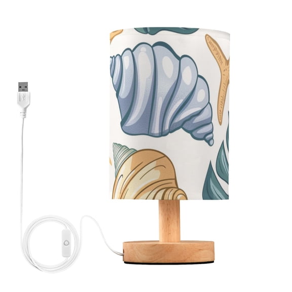 Starfish Conch Palm Leaves Table Lamp with USB Port LED Warm Light Lamp Night Light Home Decor