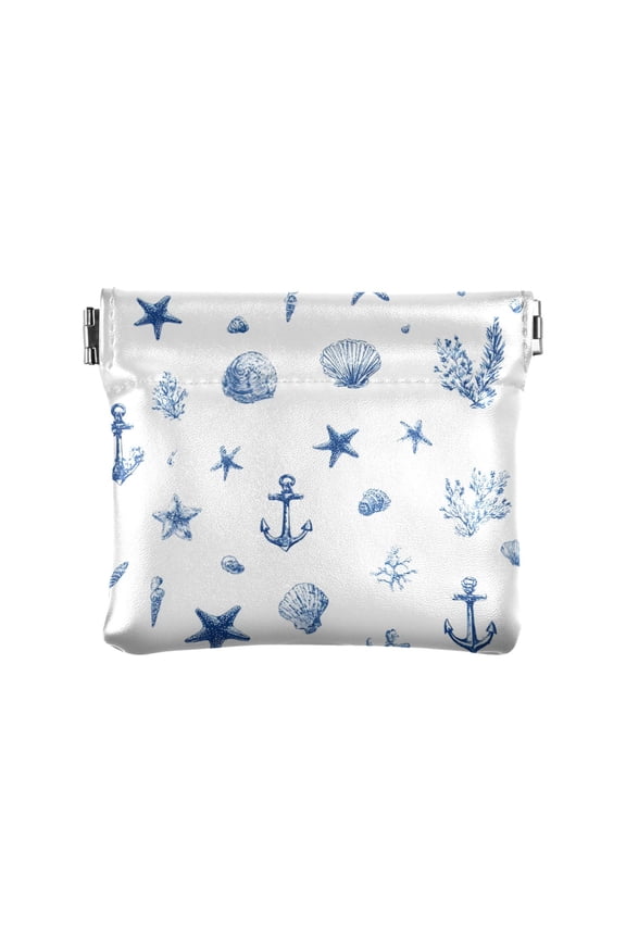 Starfish Conch Shell Anchor Wallet Small PU Leather Change Pouch Wallet for Women