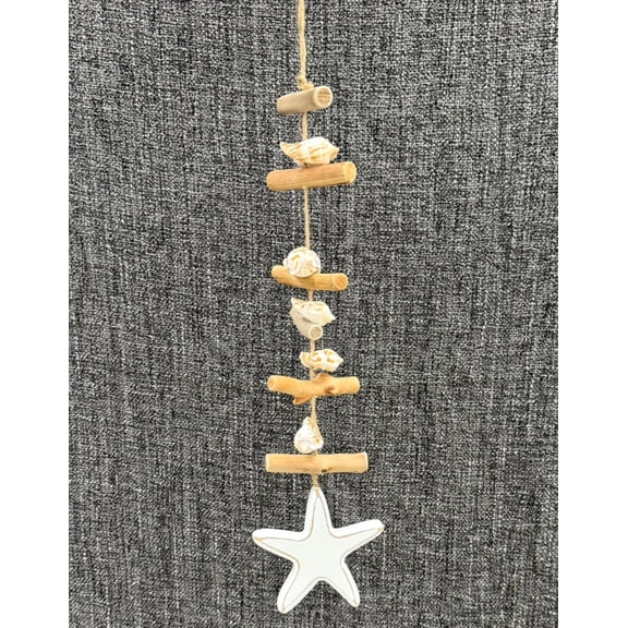 Starfish Conch Shell Coastal Driftwood Hanging Decor - Beach Wall Garland Indoor Outdoor Patio Garden Gift 16