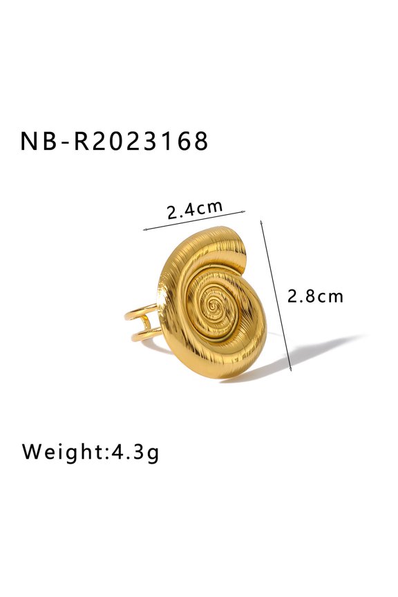 Starfish Conch Stainless Steel Plated 18K Gold Ring for Women Adjustable Opening Geometric Design Classic Look