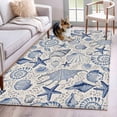 thumbnail image 1 of Starfish Conch Washable Area Rugs 4'x6', Shell Bubbles Blue Ocean Coastal Retro Low Pile Throw Living Room Rug Non-Slip Sturdy Edge Binding Carpet for Indoor Entryway Bedside Kitchen, 1 of 9