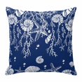 thumbnail image 1 of Starfish Coral Shell Throw Pillow Cover Navy Blue Cotton Linen Cushion Cover Throw Pillow Case with Invisible Zipper for Couch Sofa Bed Chair Car 18x18 Inch, 1 of 10