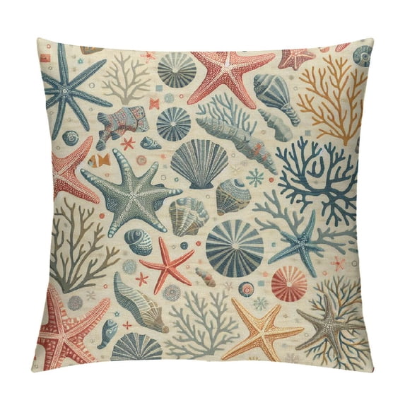 Starfish Coral Throw Pillow Cover Ocean Sail Map World Marine Voyage Sea Adventure Travel Pillow Case 18x18 Inch Decorative Men Women Boy Girl Room Cushion Cover for Home Couch Bed specifications