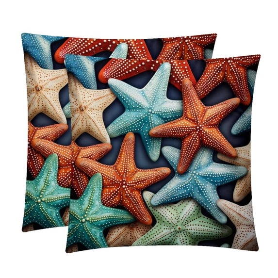 Starfish Covers - Set of 2 Throw Pillow Covers with Unique Patterns for Living Room Decor - Available in 16x16, 18x18, and 20x20 Inches Throw Pillows for All Occasions
