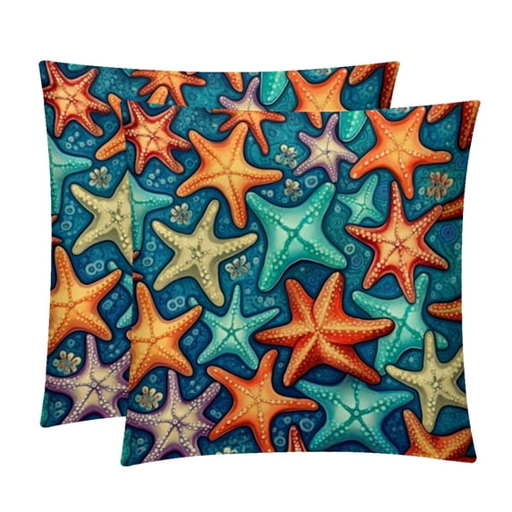 Starfish Covers - Set of 2 Throw Pillow Covers with Unique Patterns for Living Room Decor - Available in 16x16, 18x18, and 20x20 Inches Throw Pillows for All Occasions