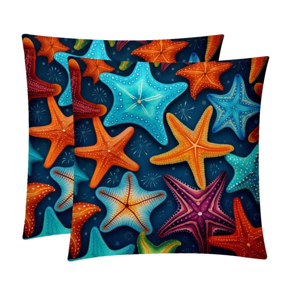 Starfish Covers Set of 2 with Unique Patterns for Bed, Chair Pillow Covers, Decorative Pillows - Available in 16x16, 18x18, 20x20 Inchesfor Various Occasions
